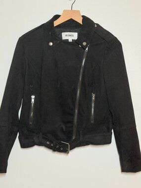 BB Dakota Black Faux Suede Moto Jacket Size Small